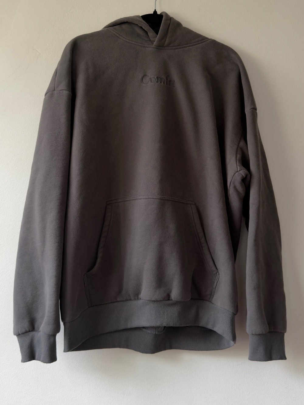 Comfrt Embroidered 'Comfy' Dark Gray Hoodie
